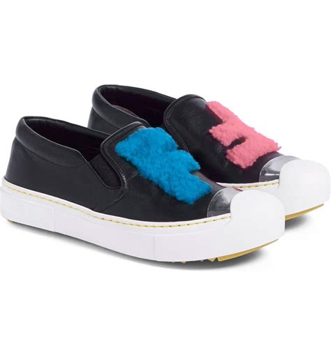 fendi shearling leather sneakers